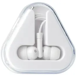 Earphones in Triangular Protective Case White